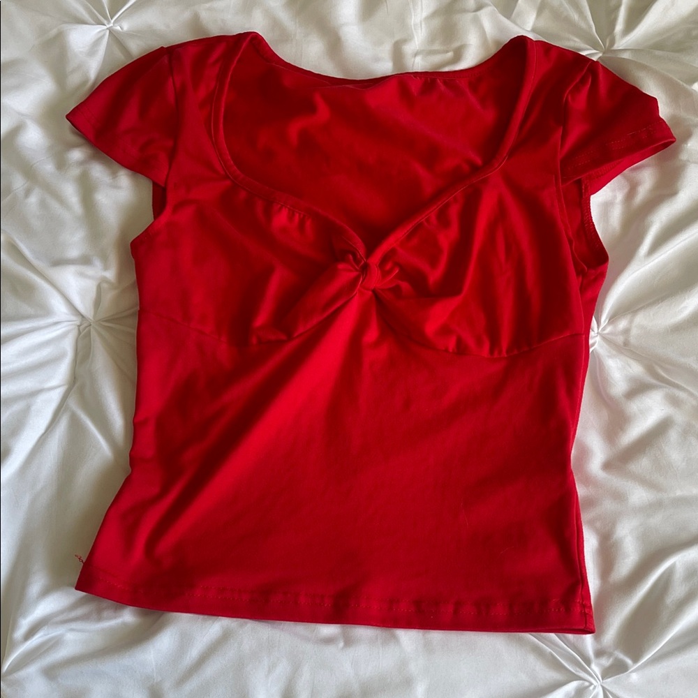 SHEIN Vibrant Red Short Sleeve Top